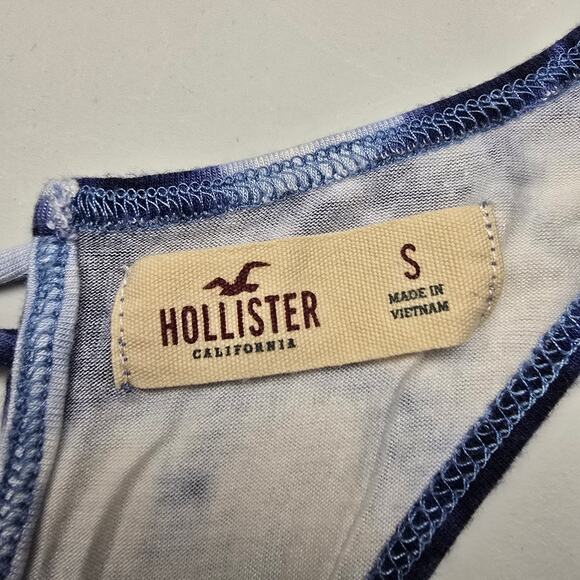 Women's Hollister Blue Tie-Dye Cutout Back Crop Tank Top | Size Small - Picture 8 of 9